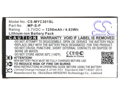 Replacement Battery for MyPhone  3010 Classic – Mobile, SmartPhone – 1250mAh / 4.63Wh / 3.7V