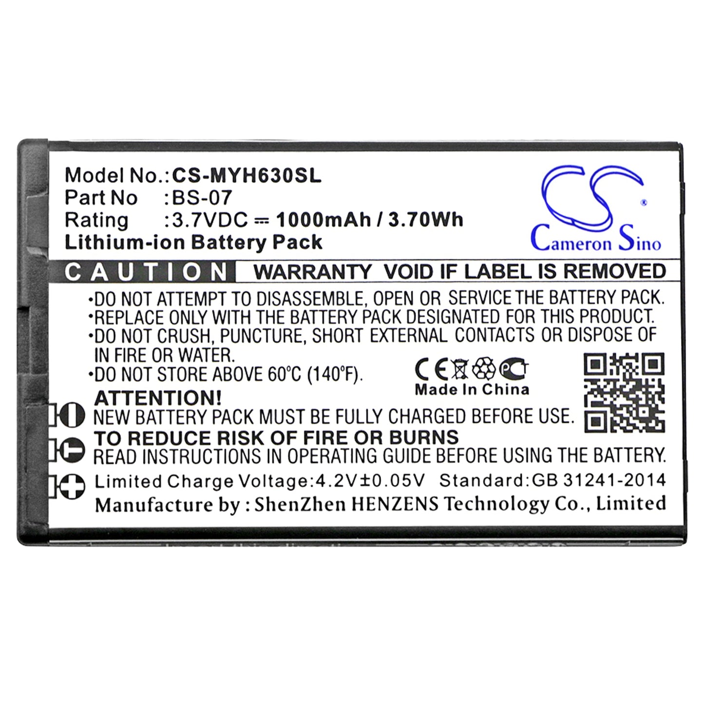 Replacement Battery for myPhone  6300 – Mobile, SmartPhone – 1000mAh / 3.70Wh / 3.7V