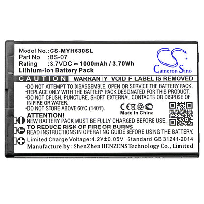 Replacement Battery for myPhone  6300 – Mobile, SmartPhone – 1000mAh / 3.70Wh / 3.7V