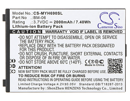 Replacement Battery for myPhone  Hammer Iron – Mobile, SmartPhone – 2000mAh / 7.40Wh / 3.7V