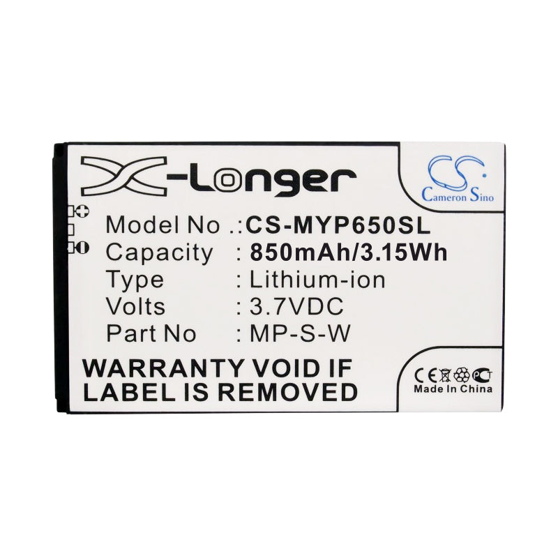 Replacement Battery for MyPhone  6500 – Mobile, SmartPhone – 850mAh / 3.15Wh / 3.7V