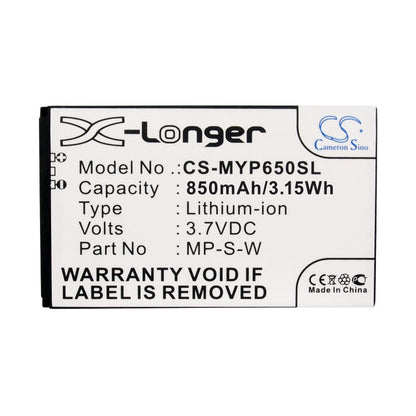 Replacement Battery for MyPhone  6500 – Mobile, SmartPhone – 850mAh / 3.15Wh / 3.7V