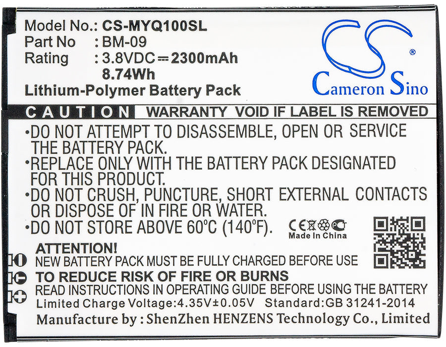 Replacement Battery for MyPhone  Q-smart Premium – Mobile, SmartPhone – 2300mAh / 8.74Wh / 3.8V