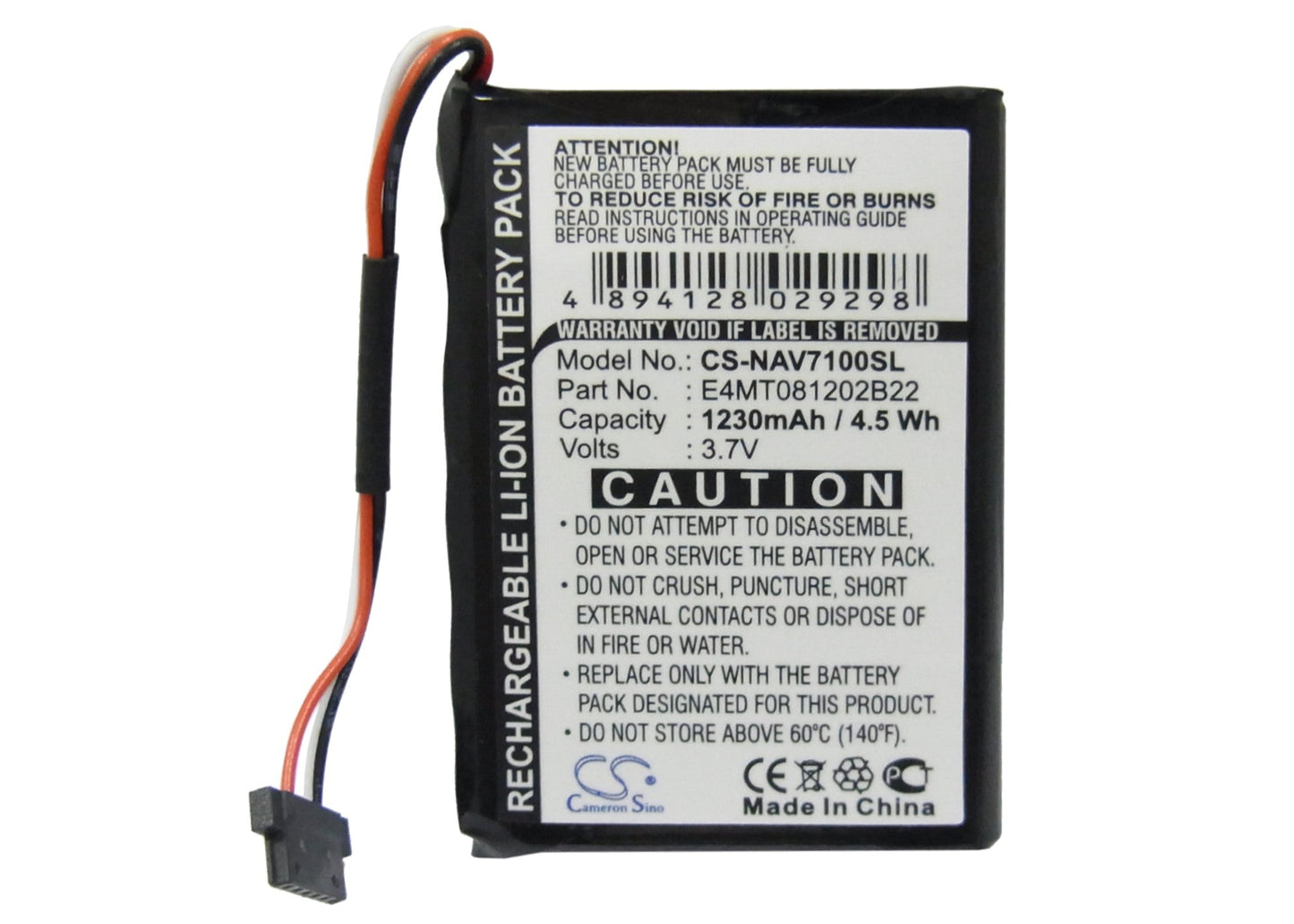 Replacement Battery for Navigon  Triansonic PNA 7000 – GPS, Navigator – 1230mAh / 4.55Wh / 3.7V