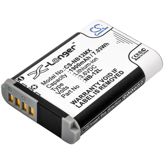 Replacement Battery for Canon  LEGRIA Mini X – Camera – 1900mAh / 6.84Wh / 3.6V