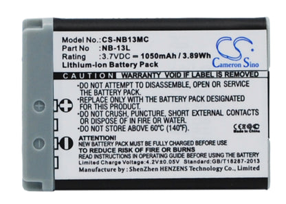 Replacement Battery for Canon  Powershot G5X – Camera – 1050mAh / 3.89Wh / 3.7V