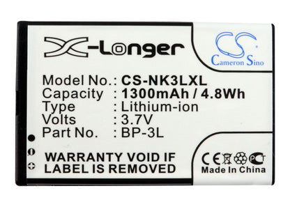 Replacement Battery for Nokia  303 – Mobile, SmartPhone – 1300mAh / 4.81Wh / 3.7V