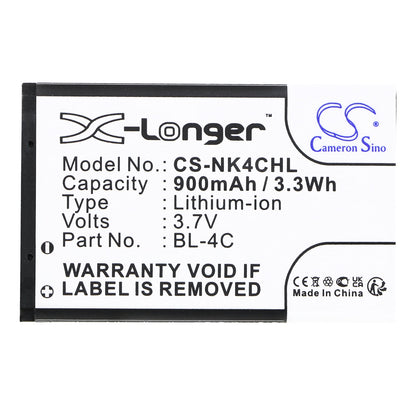 Replacement Battery for Nokia  107 – Mobile, SmartPhone – 900mAh / 3.33Wh / 3.7V