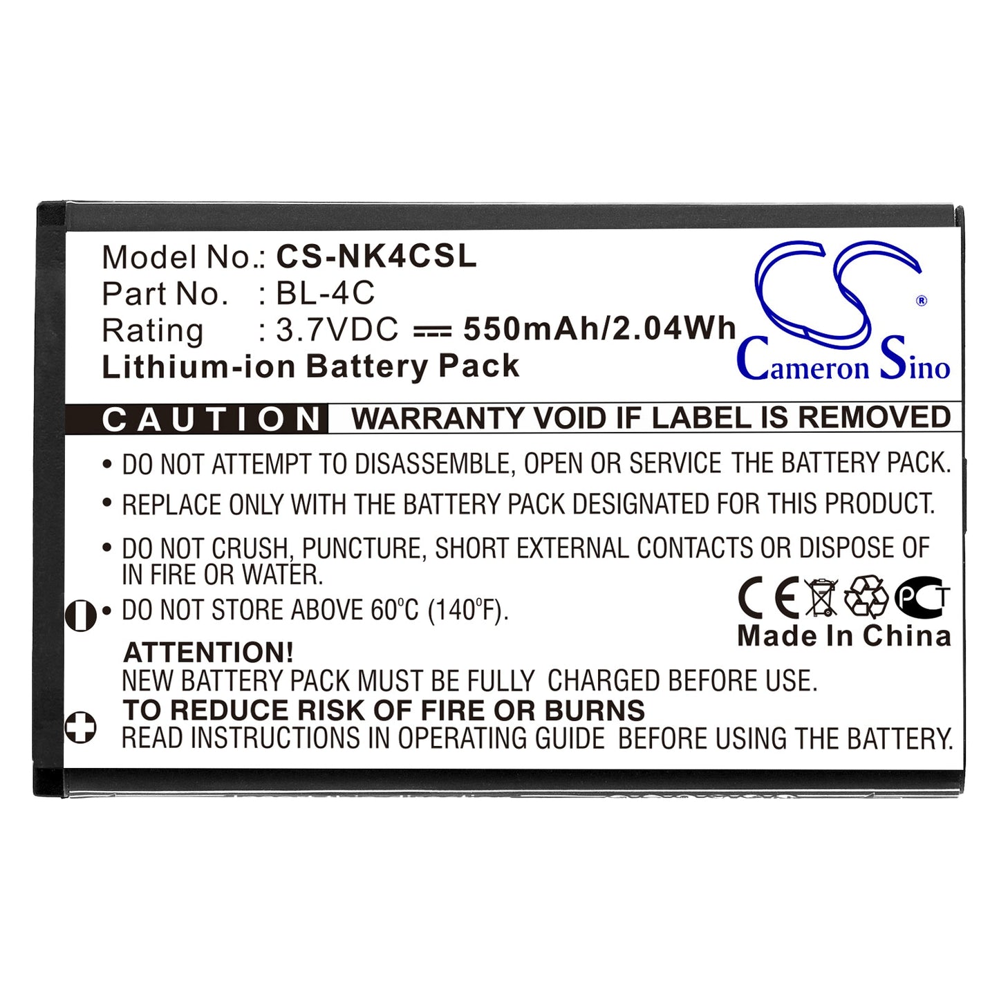 Replacement Battery for Rollei  Compactline 83 – Camera – 550mAh / 2.04Wh / 3.7V