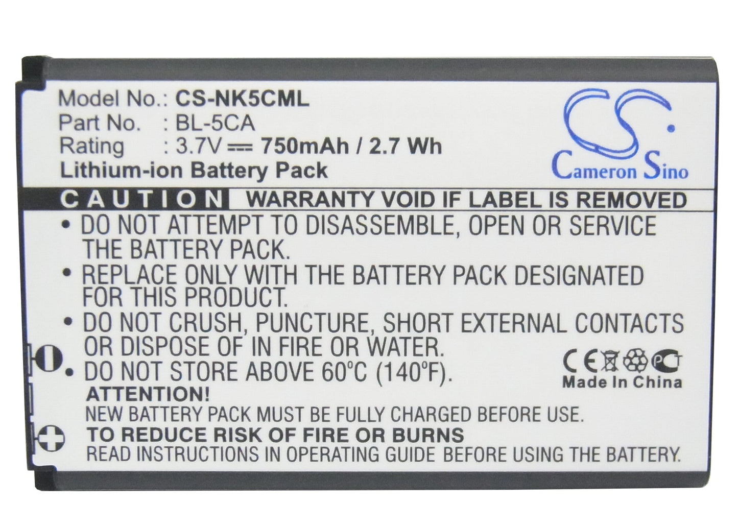 Replacement Battery for ZIKOM  Z650 – Mobile, SmartPhone – 750mAh / 2.78Wh / 3.7V