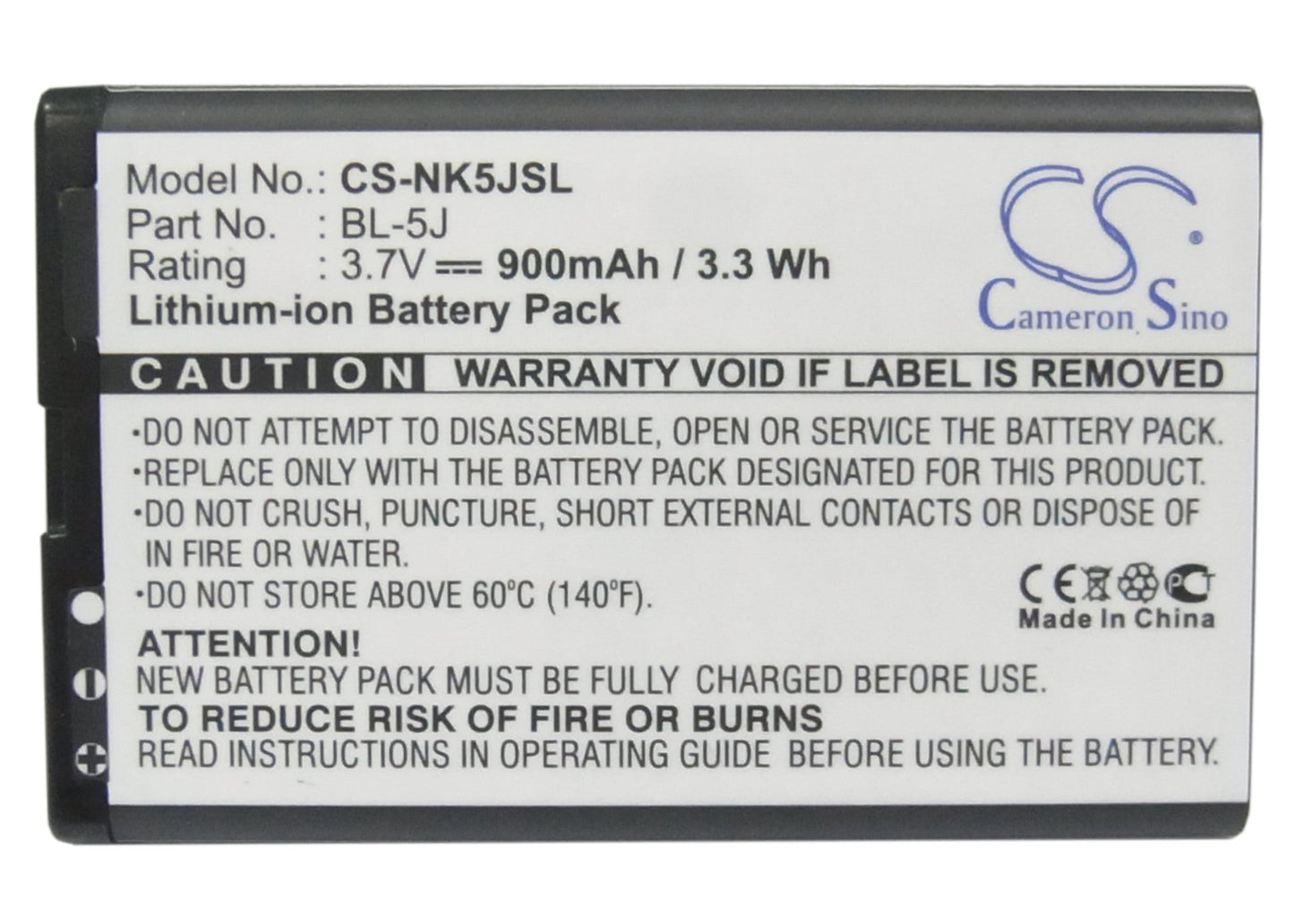 Replacement Battery for Nokia  5230 – Mobile, SmartPhone – 900mAh / 3.33Wh / 3.7V