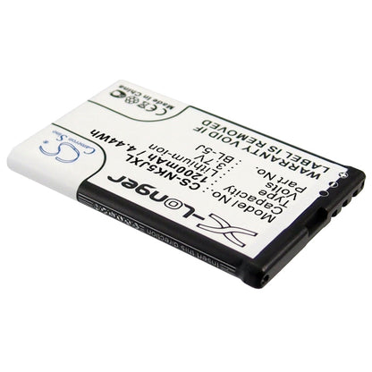 Replacement Battery for Nokia  5230 – Mobile, SmartPhone – 1200mAh / 4.44Wh / 3.7V