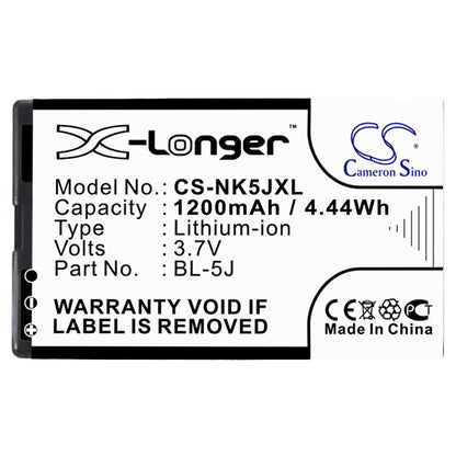 Replacement Battery for Nokia  5230 – Mobile, SmartPhone – 1200mAh / 4.44Wh / 3.7V