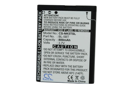 Replacement Battery for Nokia  2600 classic – Mobile, SmartPhone – 800mAh/2.96Wh / 3.7V