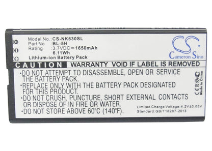 Replacement Battery for Nokia  Lumia 630 – Mobile, SmartPhone – 1650mAh / 6.11Wh / 3.7V