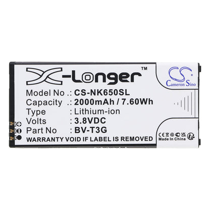 Replacement Battery for Nokia  Lumia 650 – Mobile, SmartPhone – 2000mAh / 7.60Wh / 3.8V