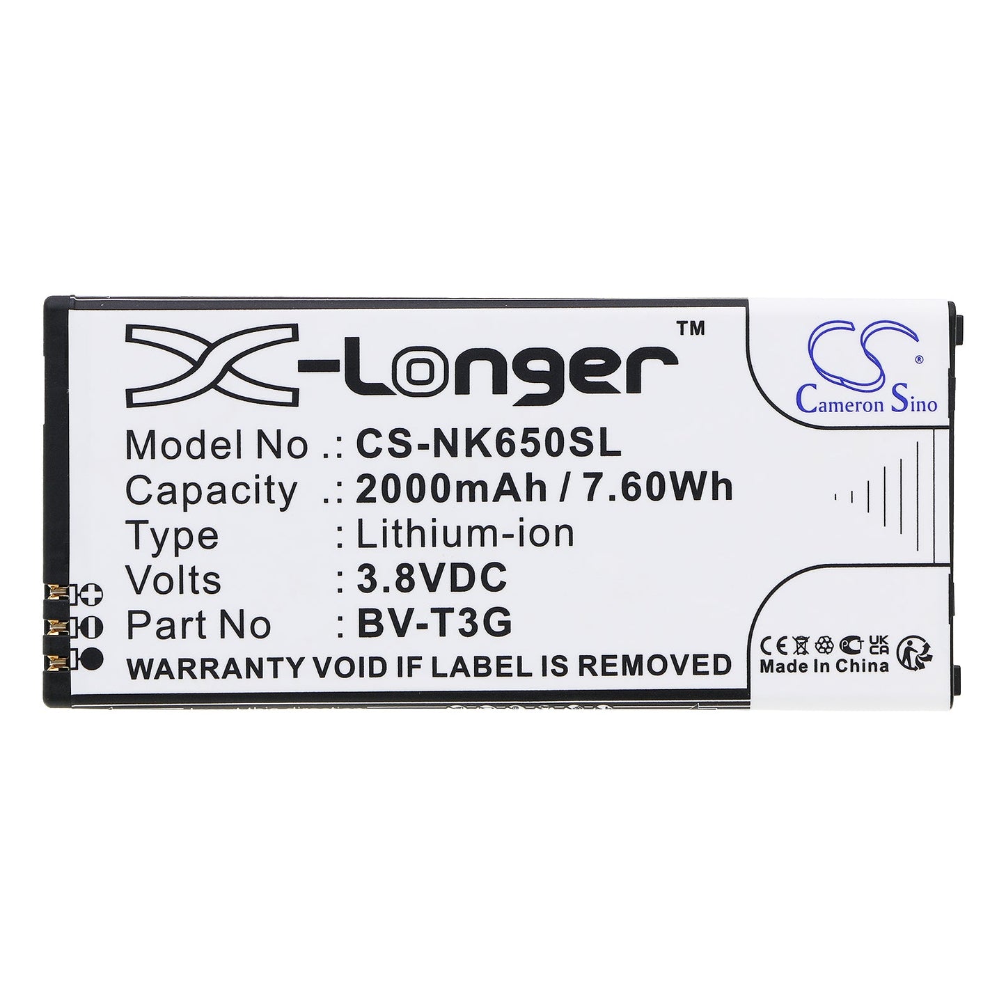 Replacement Battery for Microsoft  Lumia 650 – Mobile, SmartPhone – 2000mAh / 7.60Wh / 3.8V