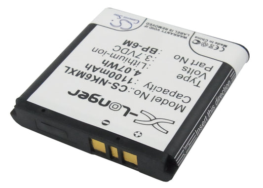 Replacement Battery for Nokia  3250 – Mobile, SmartPhone – 1100mAh / 4.07Wh / 3.7V