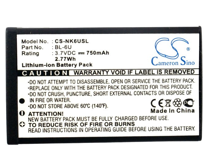 Replacement Battery for Nokia  8820 – Mobile, SmartPhone – 750mAh / 3.7V