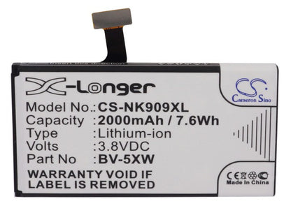 Replacement Battery for Microsoft  Lumia 1020 – Mobile, SmartPhone – 2000mAh / 7.60Wh / 3.8V