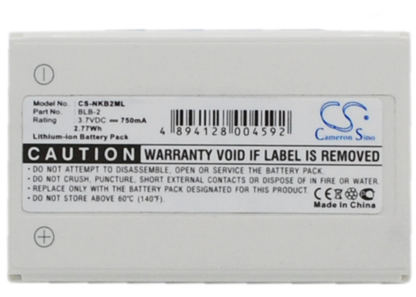 Replacement Battery for Technaxx  C5000 – Camera – 750mAh / 2.78Wh / 3.7V