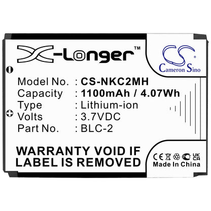 Replacement Battery for Nokia  1220 – Mobile, SmartPhone – 1100mAh / 4.07Wh / 3.7V