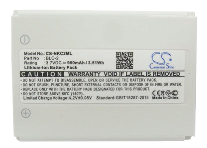 Replacement Battery for Nokia  1220 – Mobile, SmartPhone – 950mAh / 3.52Wh / 3.7V