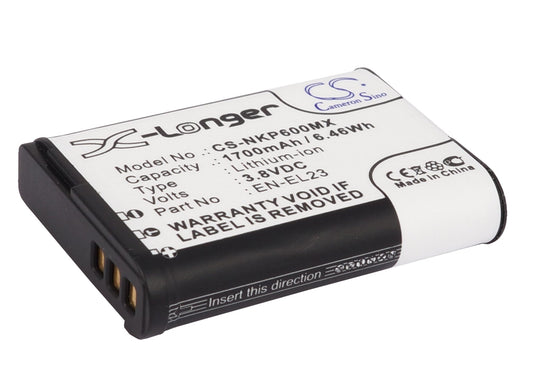 Replacement Battery for Nikon  Coolpix P600 – Camera – 1700mAh / 6.46Wh / 3.8V