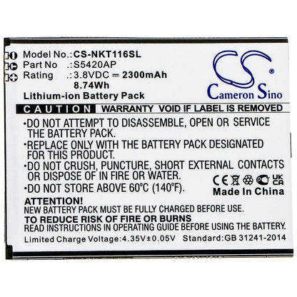 Replacement Battery for Nokia  C1 2019 – Mobile, SmartPhone – 2300mAh / 8.74Wh / 3.8V