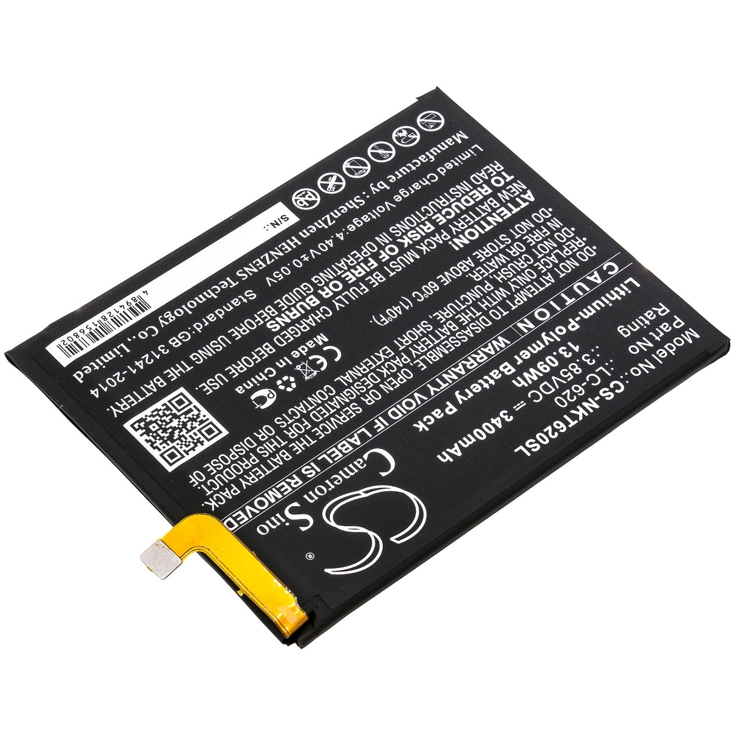 Replacement Battery for Nokia  6.2 – Mobile, SmartPhone – 3400mAh / 13.09Wh / 3.85V