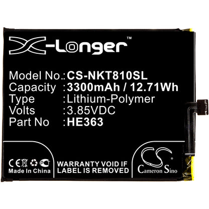 Replacement Battery for Nokia  8.1 – Mobile, SmartPhone – 3300mAh / 12.71Wh / 3.85V