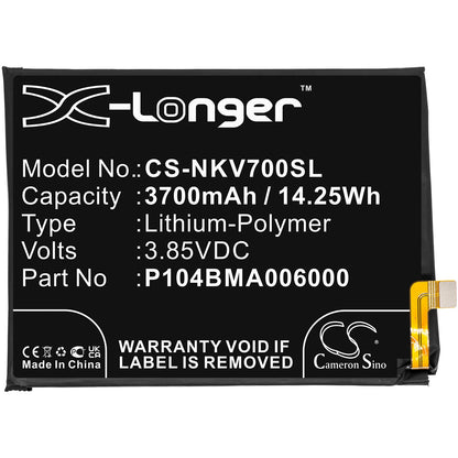 Replacement Battery for Nokia  TA-1322 – Mobile, SmartPhone – 3700mAh / 14.25Wh / 3.85V