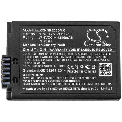 Replacement Battery for Nikon  Z FC Mirrorless – Camera – 1280mAh / 9.73Wh / 7.6V