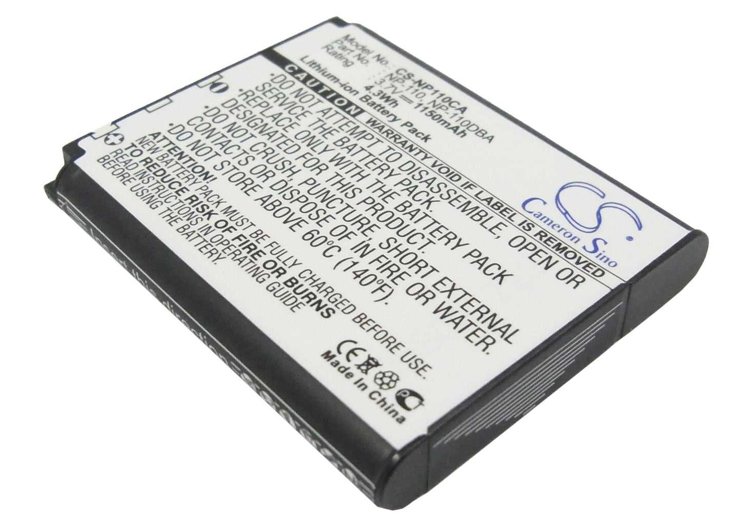 Replacement Battery for Casio  Exilim EX-FC200S – Camera – 1150mAh / 4.26Wh / 3.7V