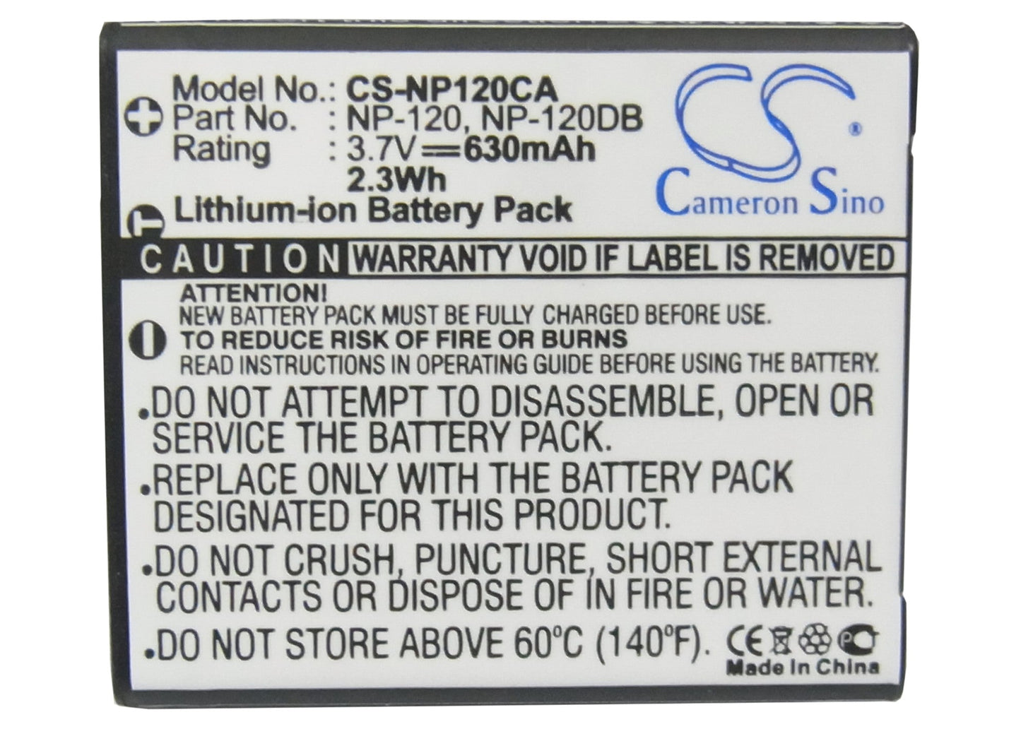 Replacement Battery for Casio  Exilim EX-EX-S200BK – Camera – 550mAh / 2.04Wh / 3.7V