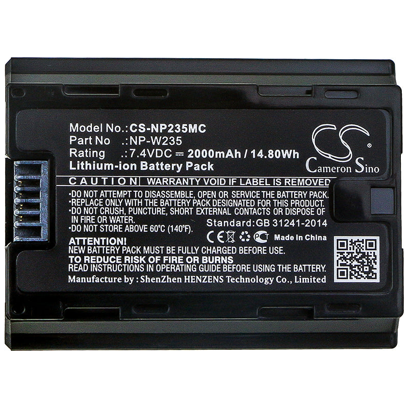 Replacement Battery for Fujifilm  GFX100S – Camera – 2000mAh / 14.80Wh / 7.4V