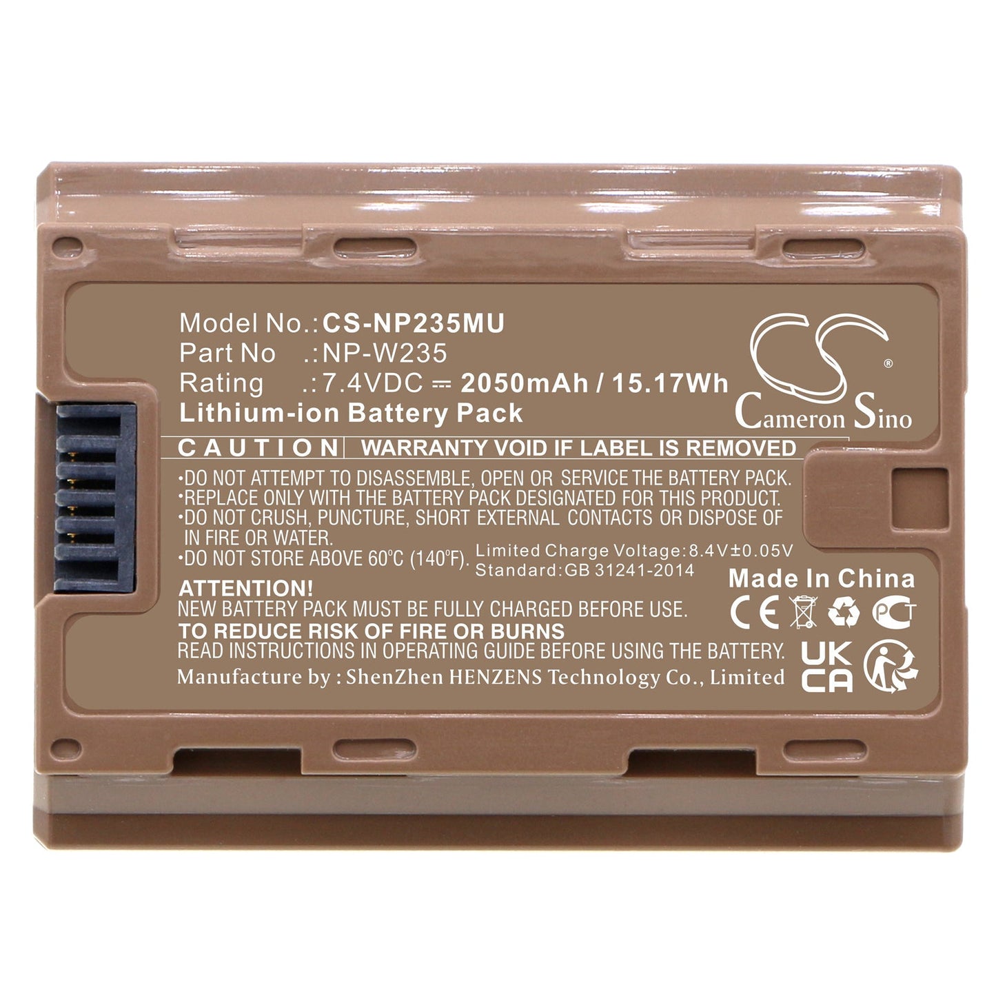 Replacement Battery for Fujifilm  GFX100S – Camera – 2050mAh / 15.17Wh / 7.4V