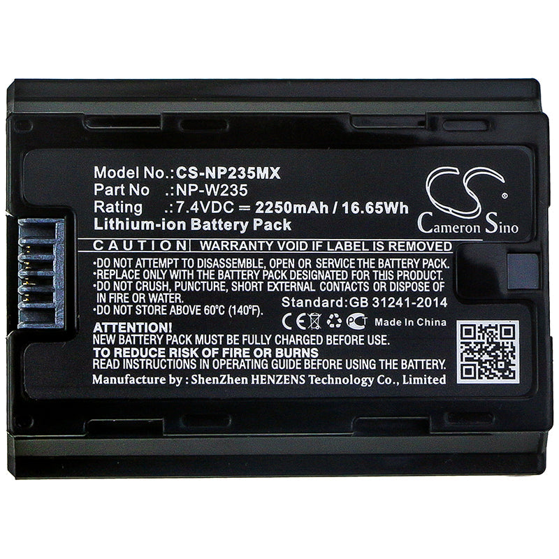 Replacement Battery for Fujifilm  GFX100S – Camera – 2250mAh / 16.65Wh / 7.4V