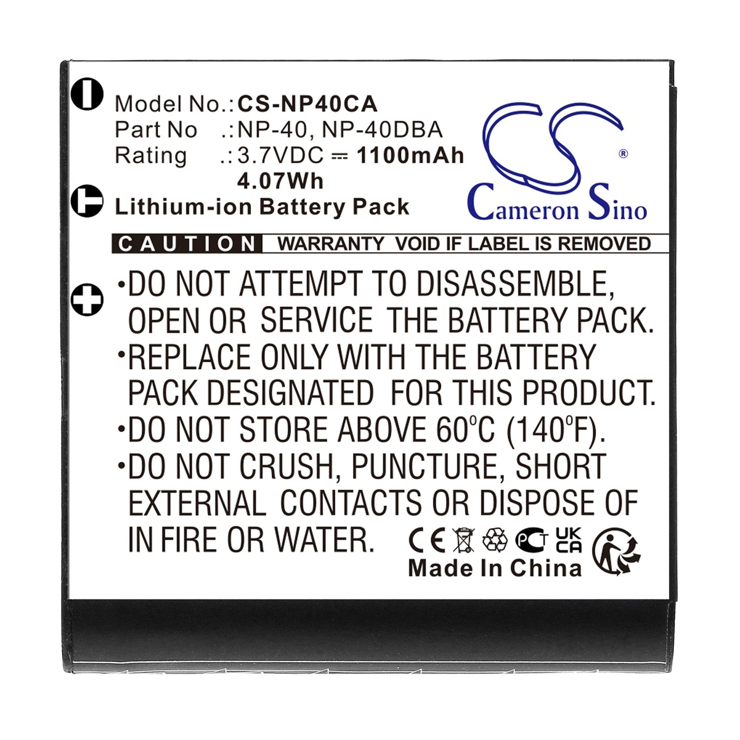 Replacement Battery for Agfa  Agfaphoto Microflex 100 – Camera – 1100mAh / 4.07Wh / 3.7V