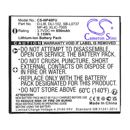 Replacement Battery for Fujifilm  FinePix 455 Zoom – Camera – 850mAh / 3.15Wh / 3.7V