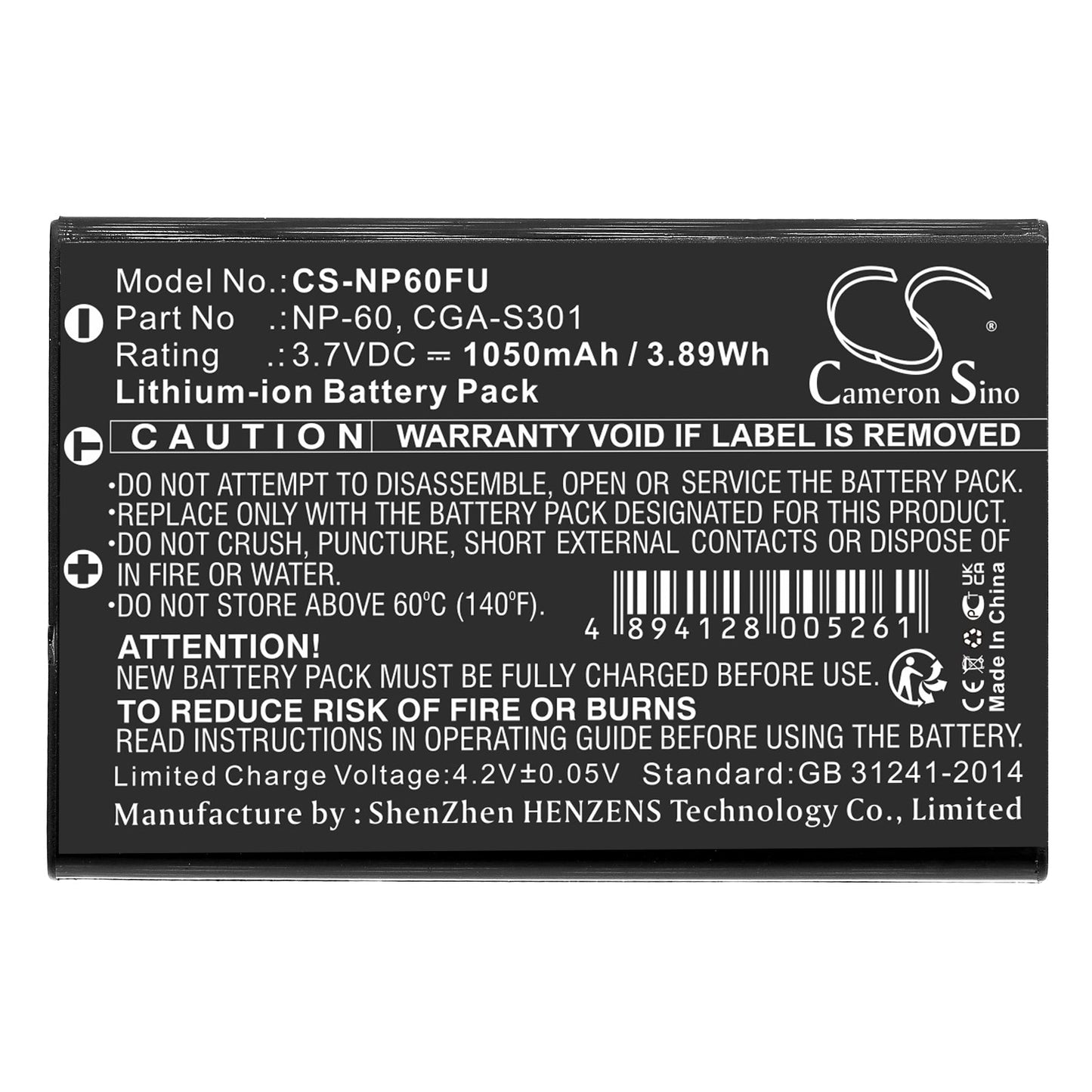 Replacement Battery for Rollei  Movieline DP-6000 – Camera – 1050mAh / 3.89Wh / 3.7V