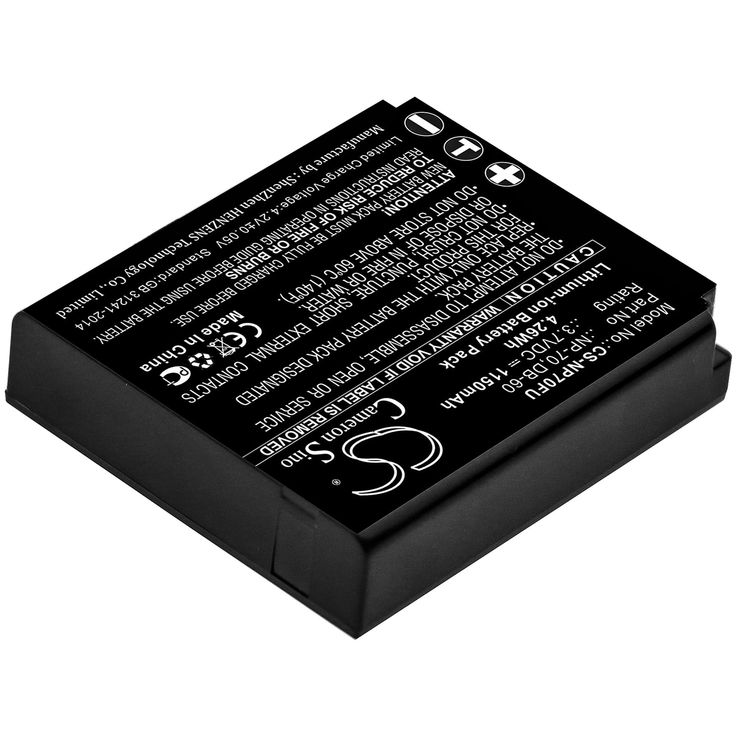 Replacement Battery for Sigma  DP1 – Camera – 1150mAh / 4.26Wh / 3.7V
