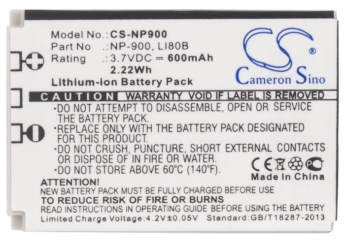 Replacement Battery for Rollei  Compactline CL-103 – Camera – 600mAh / 2.22Wh / 3.7V