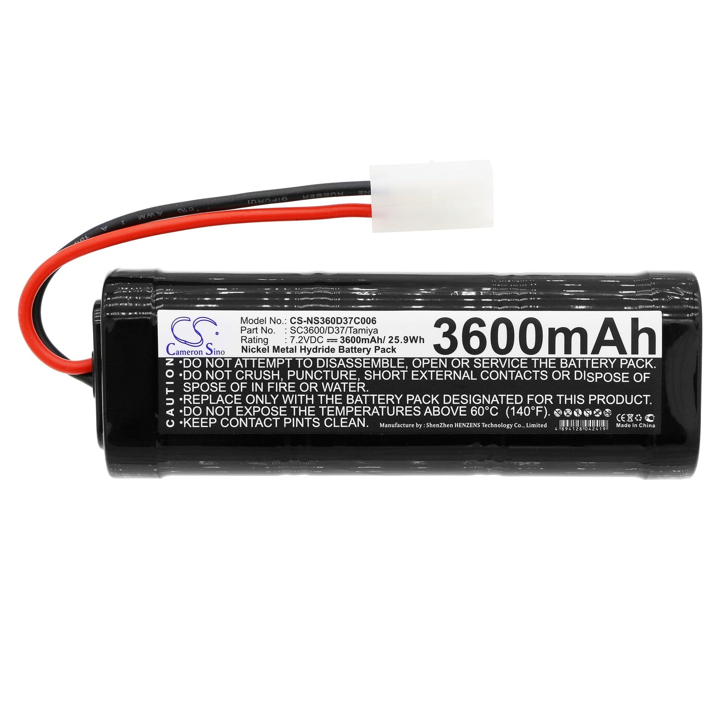 Replacement Battery for RC  – Cars – 3600mAh / 25.92Wh / 7.2V