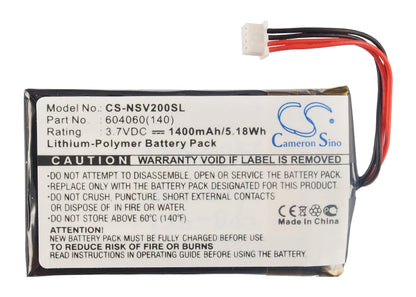 Replacement Battery for Insignia  NS-NCV20 – GPS, Navigator – 1400mAh/5.18Wh / 3.7V