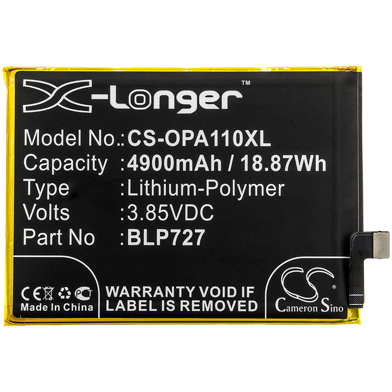 Replacement Battery for OPPO  A11x – Mobile, SmartPhone – 4900mAh / 18.87Wh / 3.85V