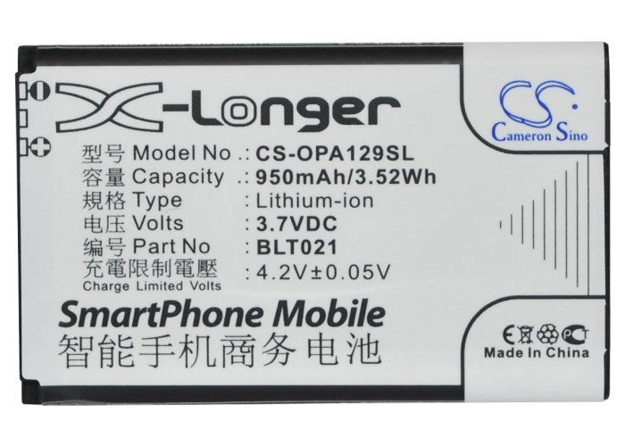 Replacement Battery for OPPO  A129 – Mobile, SmartPhone – 950mAh/3.52Wh / 3.7V