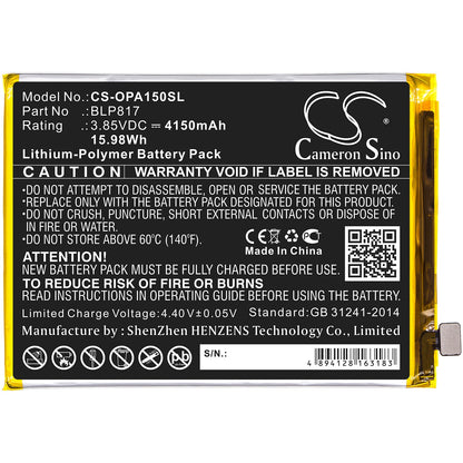 Replacement Battery for OPPO  A15 – Mobile, SmartPhone – 4150mAh / 15.98Wh / 3.85V