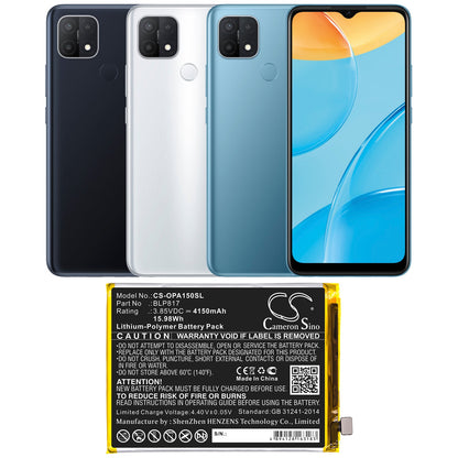 Replacement Battery for OPPO  A15 – Mobile, SmartPhone – 4150mAh / 15.98Wh / 3.85V