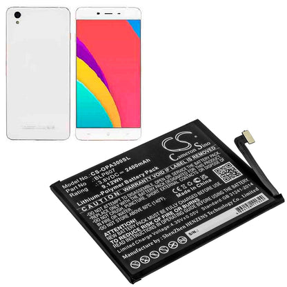 Replacement Battery for OPPO  A30 – Mobile, SmartPhone – 2400mAh / 9.12Wh / 3.8V